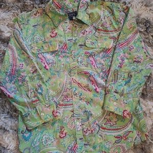 Chaps Ladies Floral & Paisley Collared Top sz.M